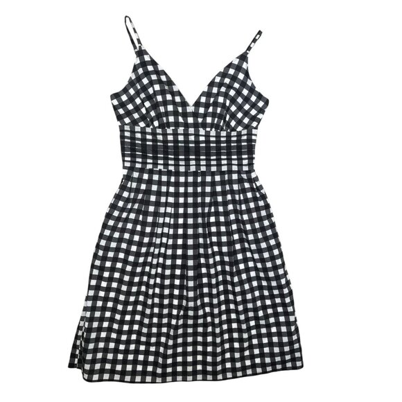 Banana Republic Black white Gingham Plaid Sundress Dress A-Line NWT Size 0 - Picture 7 of 11